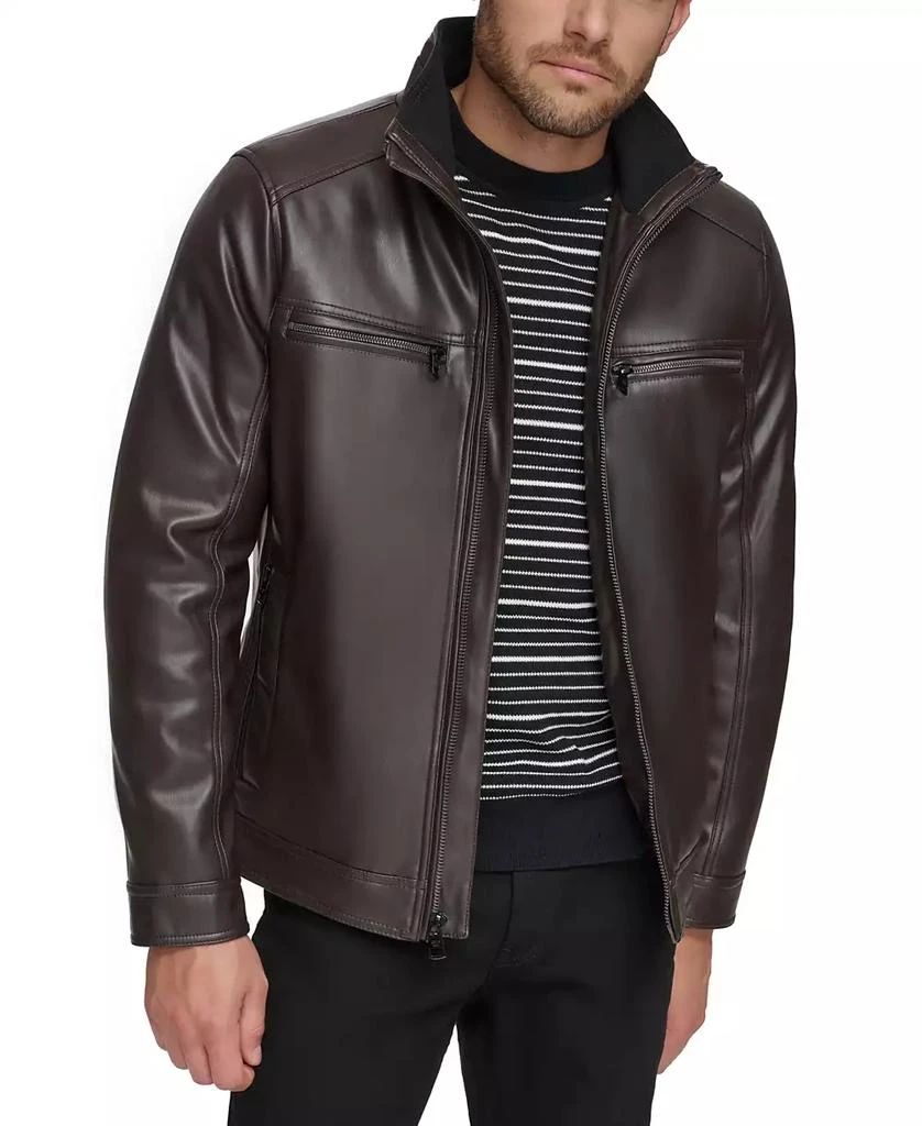 商品Calvin Klein|Men's Faux Leather Moto Jacket, Created for Macy's,价格¥1029,第1张图片