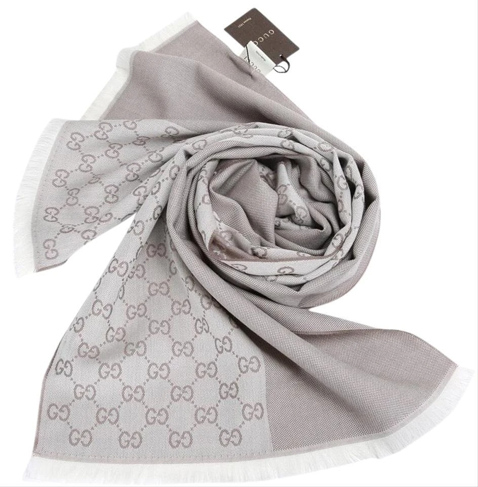 商品Gucci|Gucci 古驰GG字母图半网格羊毛围巾,价格¥3034,第3张图片详细描述
