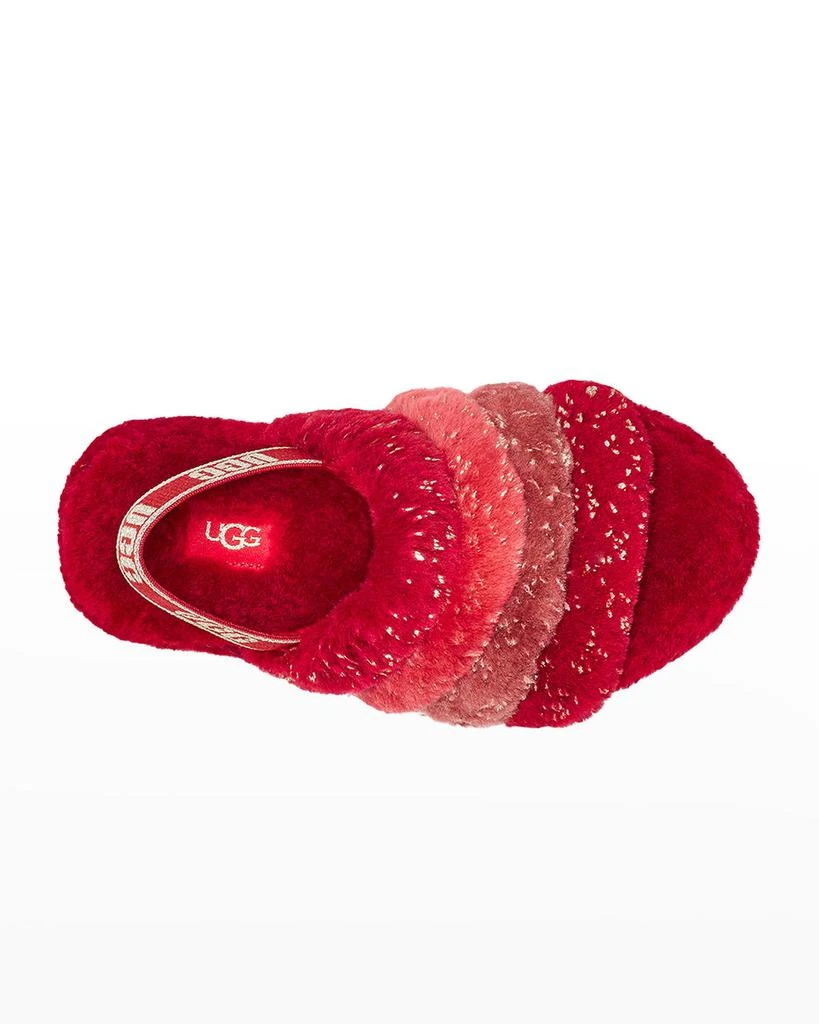 商品UGG|Girl's Fluff Yeah Metallic Sparkle Quilted Slippers, Kids,价格¥613,第5张图片详细描述