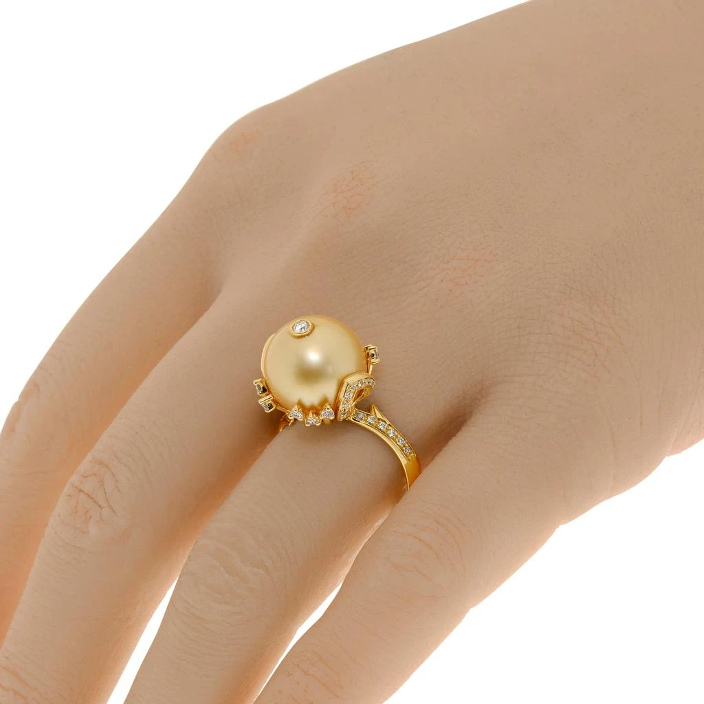 商品Zydo|Zydo 18K Yellow Gold Diamond 0.35ct. tw. and Pearl 12mm Band Ring sz. 7,价格¥20484,第2张图片详细描述