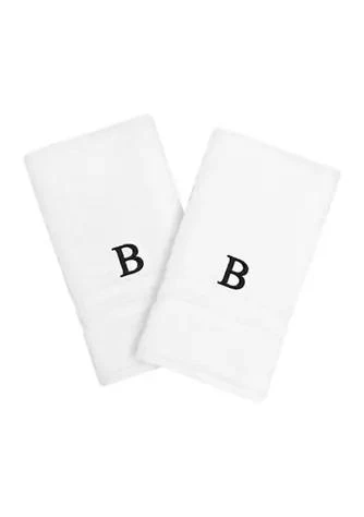 商品Linum Home Textiles|Home Personalized Denzi Hand Towels Set Of 2 In Black Font,价格¥550,第1张图片