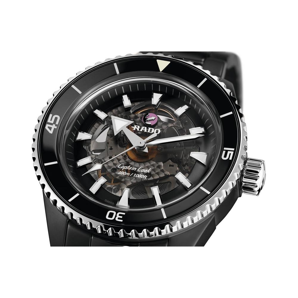 Men's Swiss Automatic Captain Cook Black High Tech Ceramic Bracelet Watch 43mm商品第4张图片规格展示