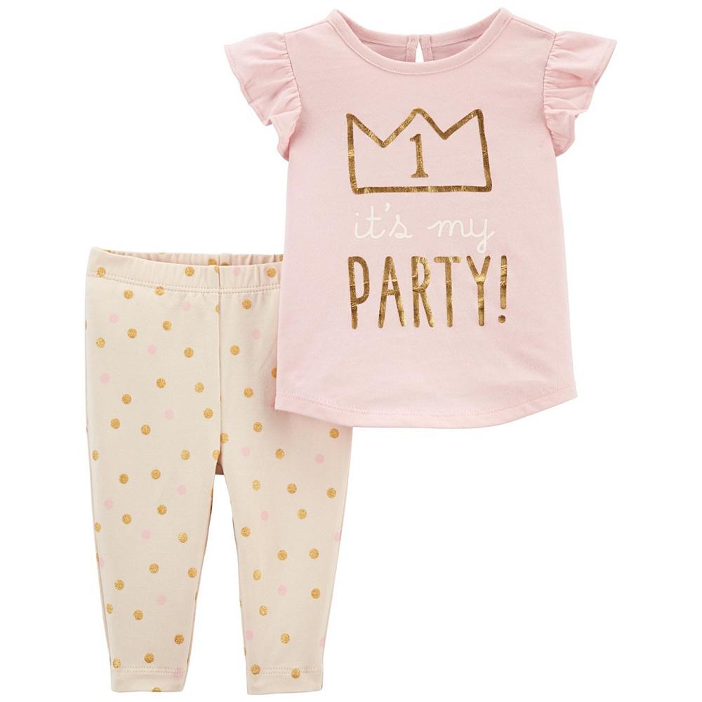 Baby Girls 1st Birthday T-shirt and Pants Outfit, 2-Piece Set商品第1张图片规格展示