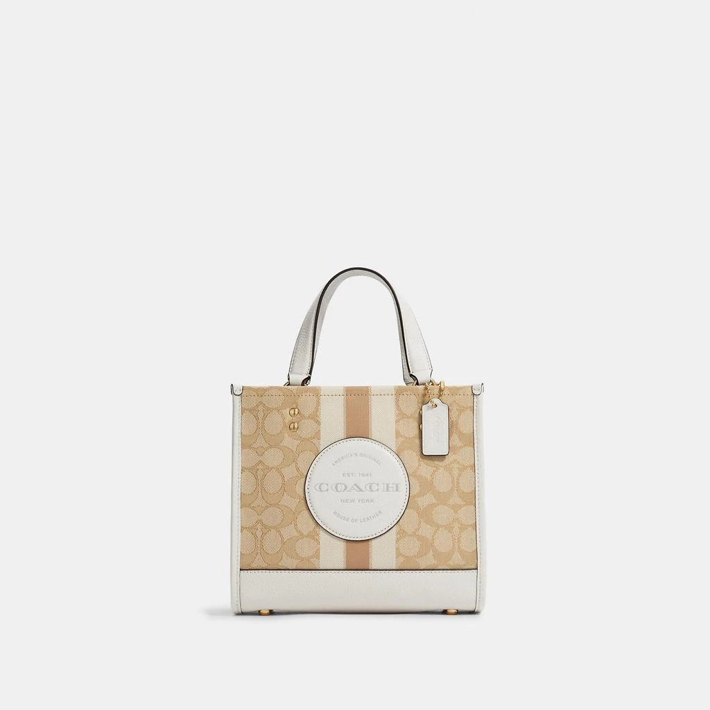 Coach Outlet Coach Outlet Dempsey Tote 22 In Signature Jacquard With Stripe And Coach Patch 4