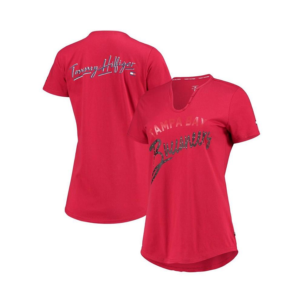 Women's Red Tampa Bay Buccaneers Riley V-Neck T-shirt商品第1张图片规格展示