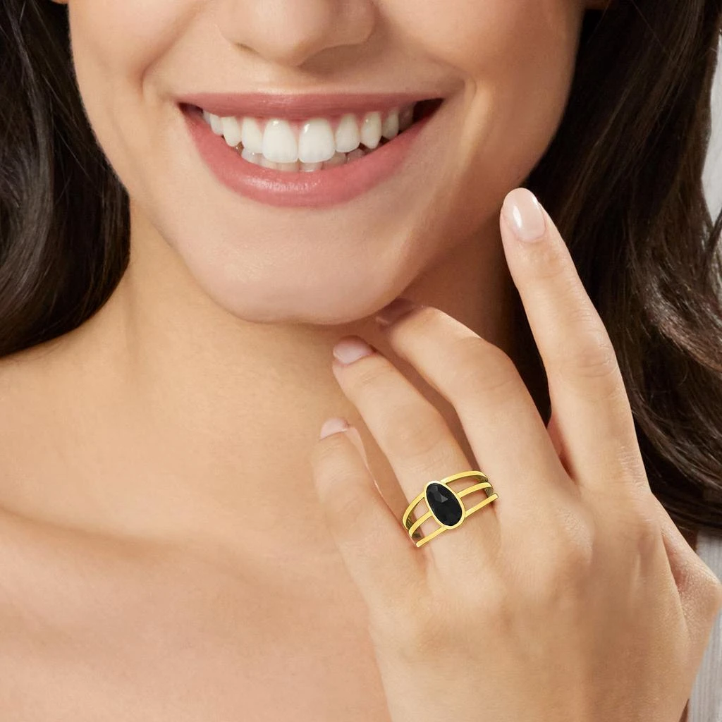 商品Canaria Fine Jewelry|Canaria Black Onyx Open-Space Ring in 10kt Yellow Gold,价格¥1801,第2张图片详细描述