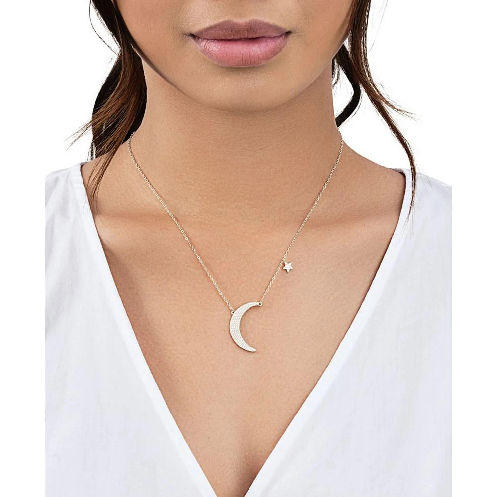 商品Sterling Forever|Cubic Zirconia Crescent Star Charm Necklace,价格¥821,第3张图片详细描述