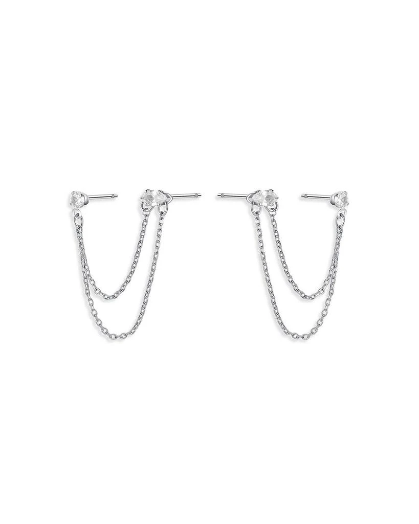 Chain & Crystal Double Piercing Earrings 商品