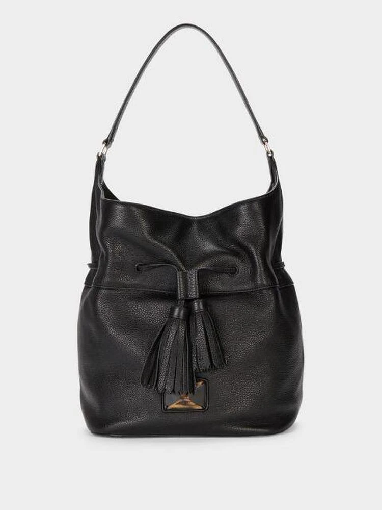 商品DKNY|Pebbled Leather Tassle And Wood Logo Bucket Bag,价格¥600,第1张图片