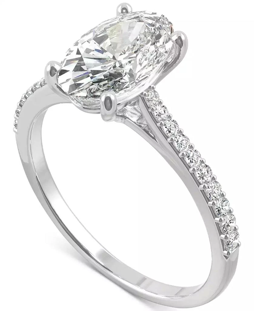 商品Charles & Colvard|Moissanite Oval Engagement Ring (2-1/2 ct. t.w. DEW) in 14k White Gold or 14k Yellow Gold,价格¥10167,第3张图片详细描述