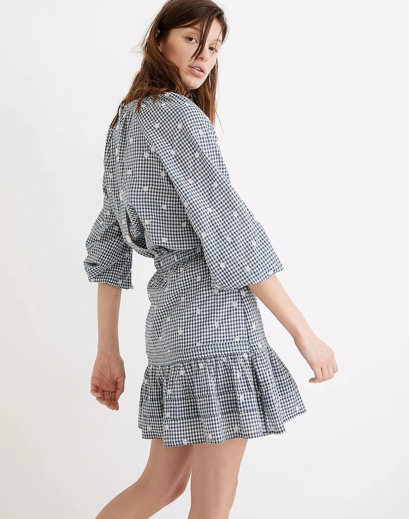 商品Madewell|Embroidered Tiered Pull-On Mini Skirt in Gingham Check,价格¥158,第2张图片详细描述