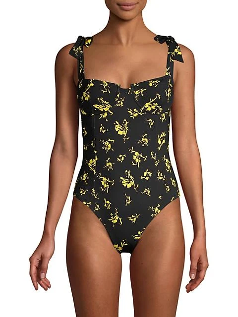 商品Ganni|Recycled Fabric Floral One-Piece Swimsuit,价格¥570,第3张图片详细描述