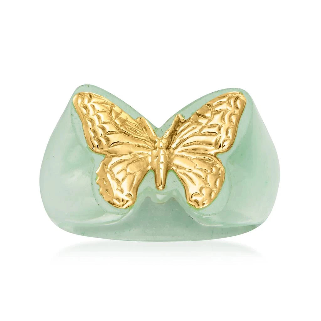 商品Ross-Simons|Jade Butterfly Ring in 14kt Yellow Gold,价格¥1289,第1张图片