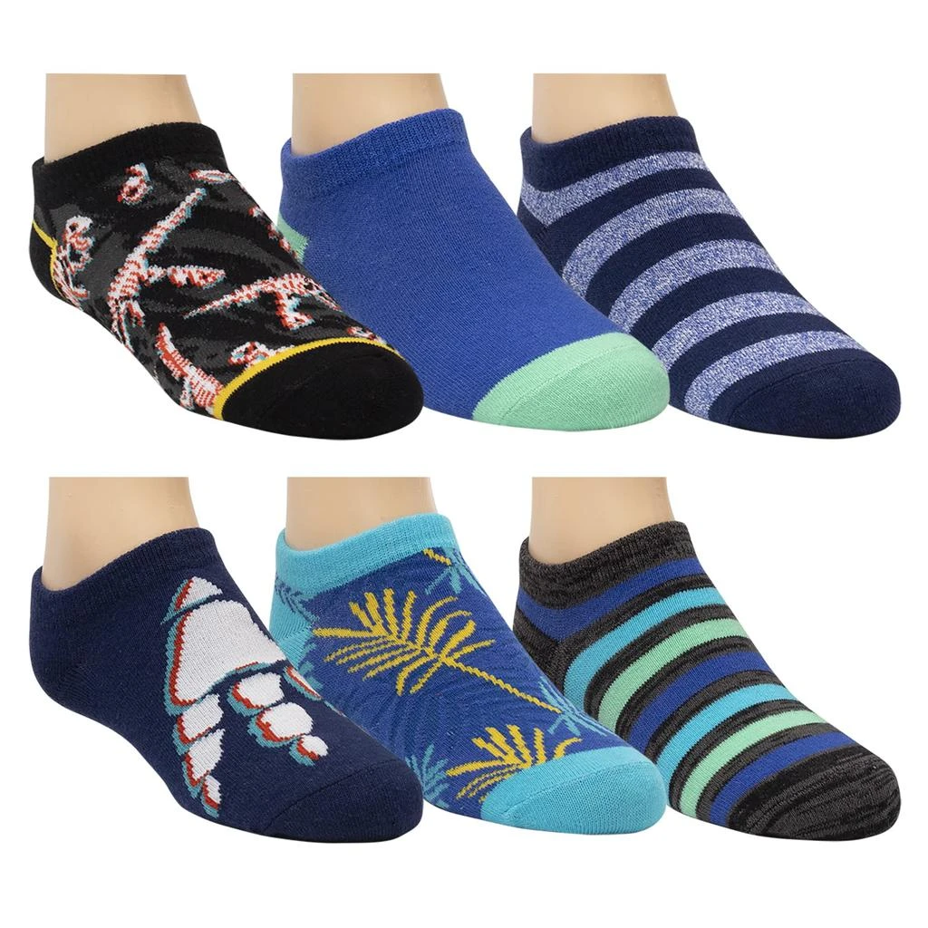 商品Stride Rite|6-Pair Pack Franklin Fossil Dinosaur No Show Socks (Toddler/Little Kid/Big Kid),价格¥124,第1张图片