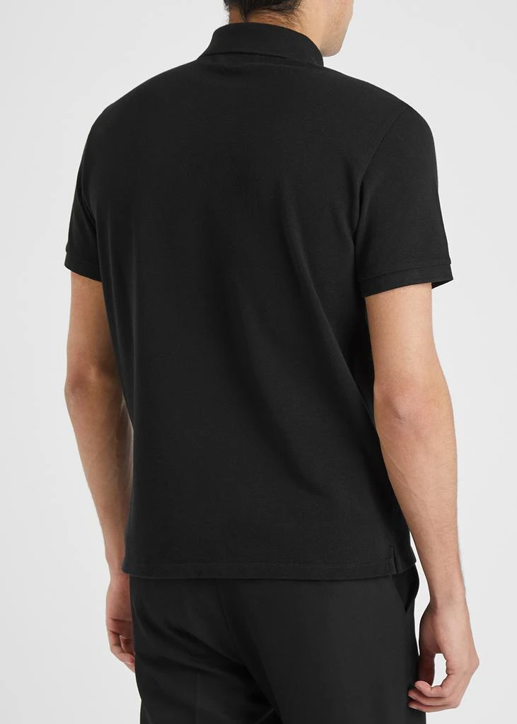 商品AMI|Black logo-embroidered piqué cotton polo shirt,价格¥721,第3张图片详细描述