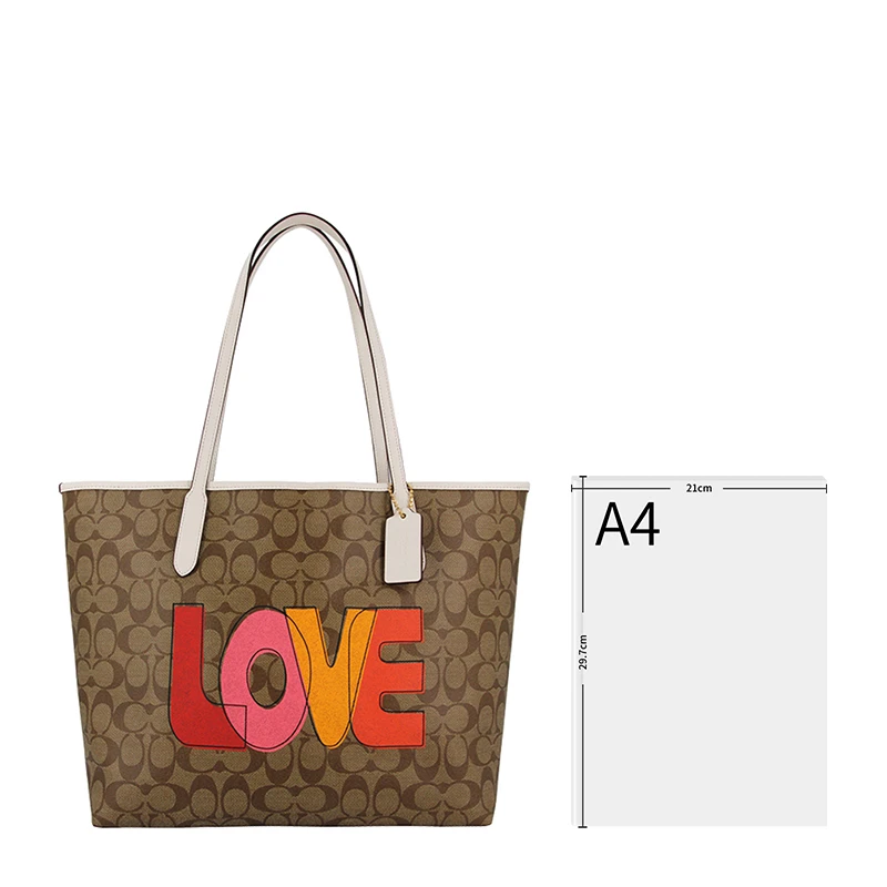 COACH 蔻驰 City 33 LOVE字母印花棕色PVC配皮tote托特包女士单肩包 C2810IMLOT 商品