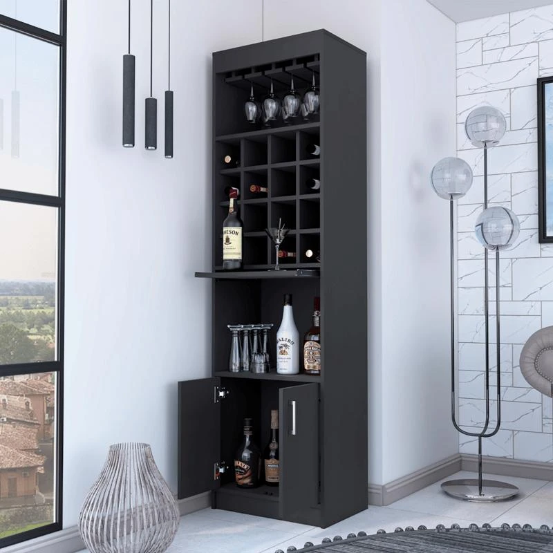 商品FM Furniture|Kabul Kava Bar Cabinet, Two Shelves, Double Door Cabinet, Six Wine Cubbies,价格¥1517,第2张图片详细描述