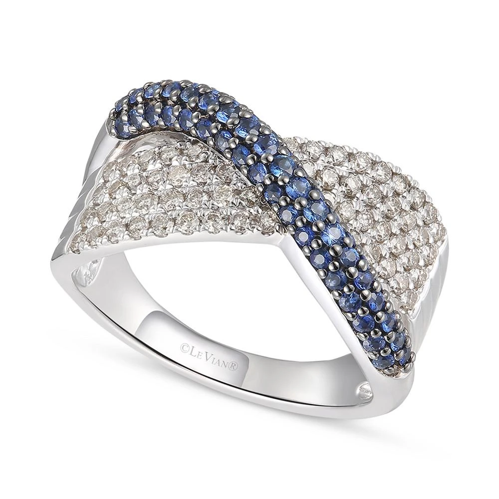 商品Le Vian|Blueberry Sapphire (1/2 ct. t.w.) & Nude Diamond (1/2 ct. t.w.) Crossover Statement Ring in 14k White Gold,价格¥12346,第1张图片
