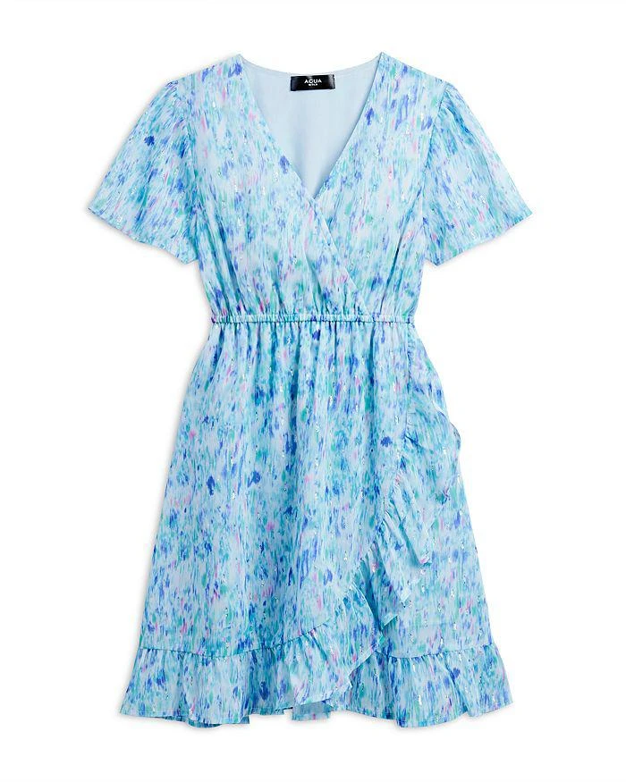 商品AQUA|Girls' Abstract Faux Wrap Dress, Little Kid, Big Kid - Exclusive,价格¥183,第1张图片详细描述