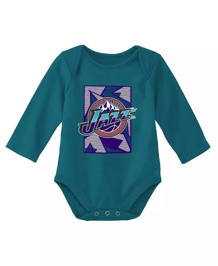 商品Mitchell & Ness|Infant Boys and Girls Purple, Teal Utah Jazz Hardwood Classics Bodysuits and Cuffed Knit Hat Set,价格¥296,第4张图片详细描述