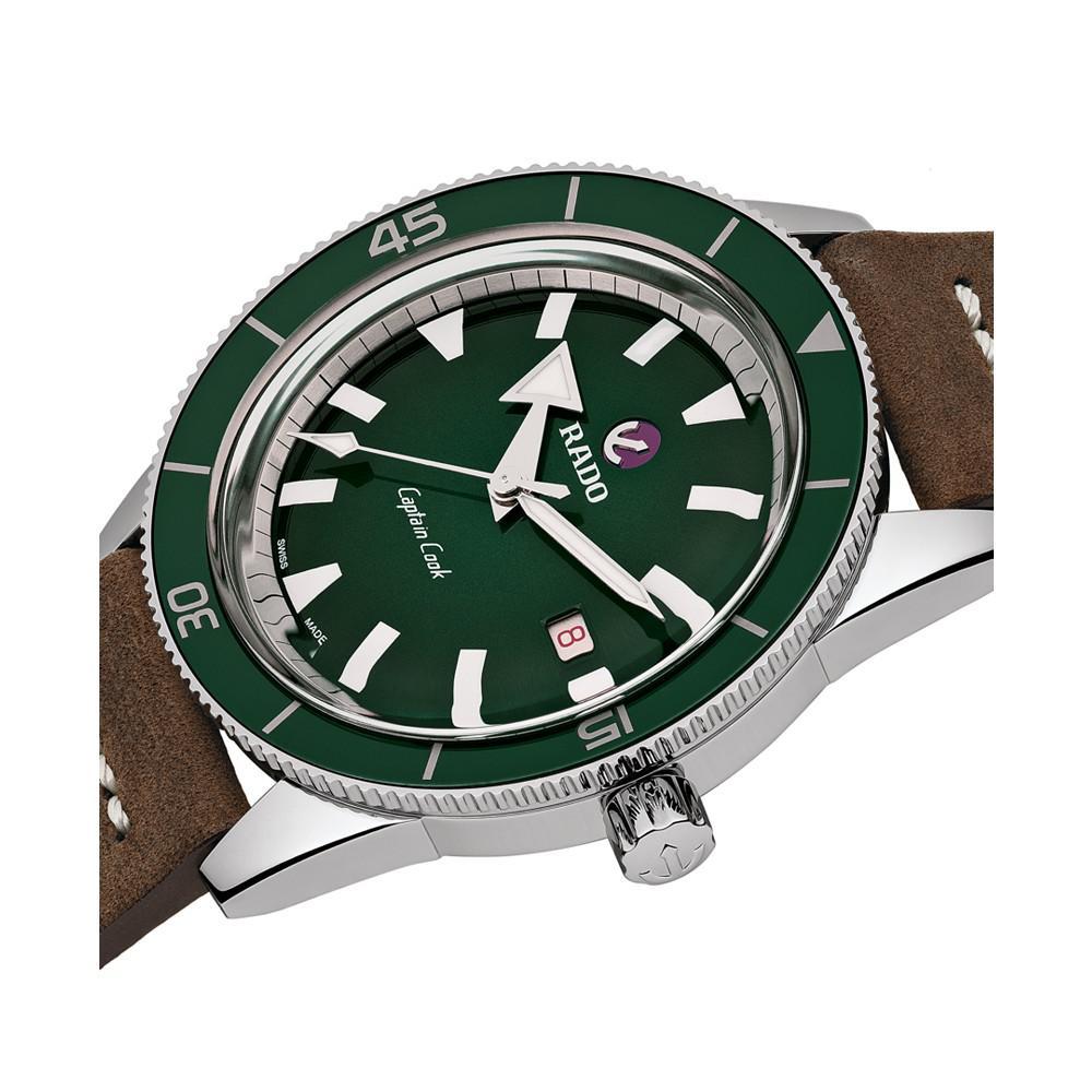 商品Rado|Men's Swiss Automatic Tradition Brown Leather Strap Watch 42mm,价格¥14854,第4张图片详细描述