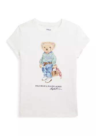 商品Ralph Lauren|Lauren Childrenswear Girls 7 16 Polo Bear Cotton Jersey Graphic T Shirt,价格¥149,第1张图片