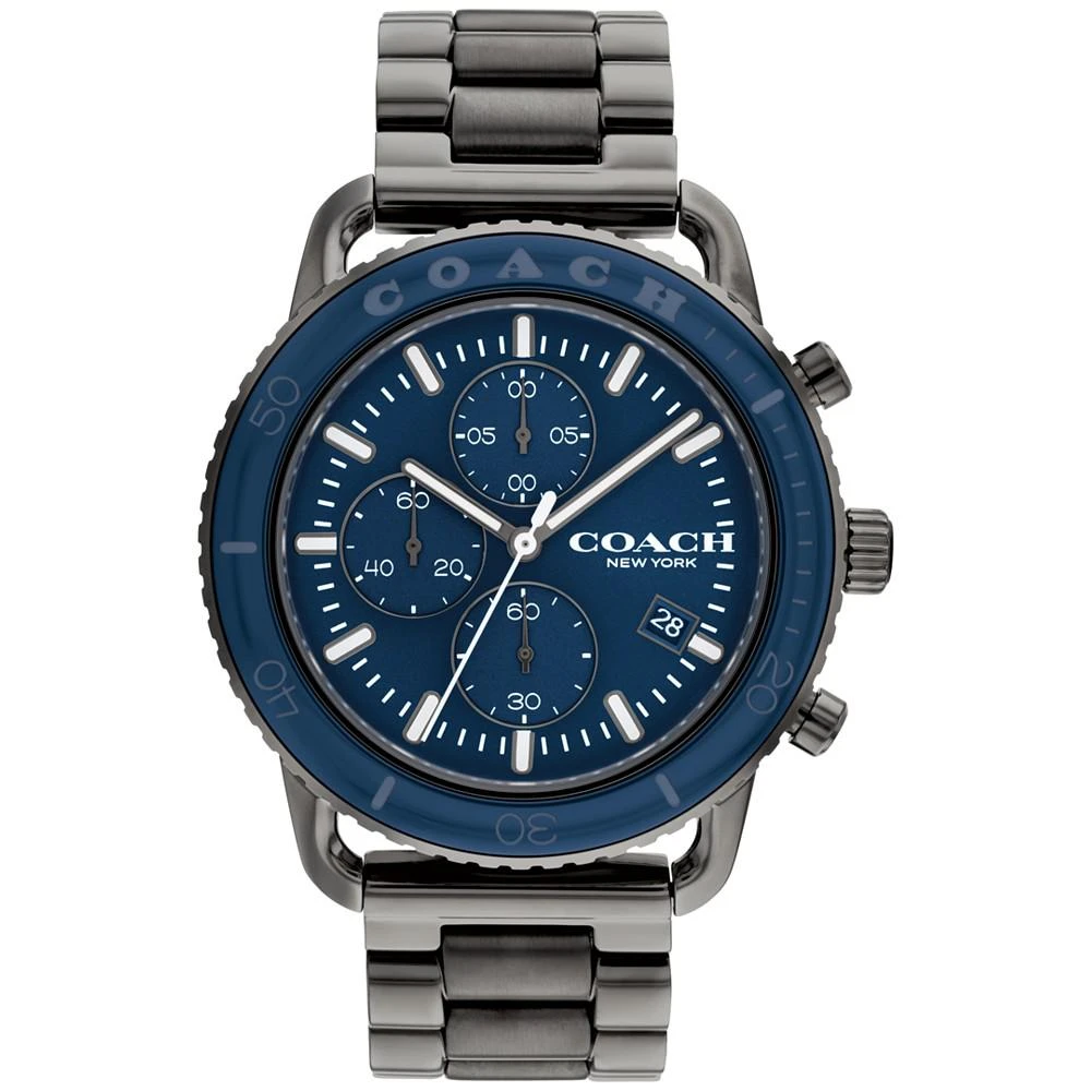 商品Coach|Men's Chronograph Cruiser Gray-Tone Stainless Steel Bracelet Watch 44mm,价格¥2441,第1张图片
