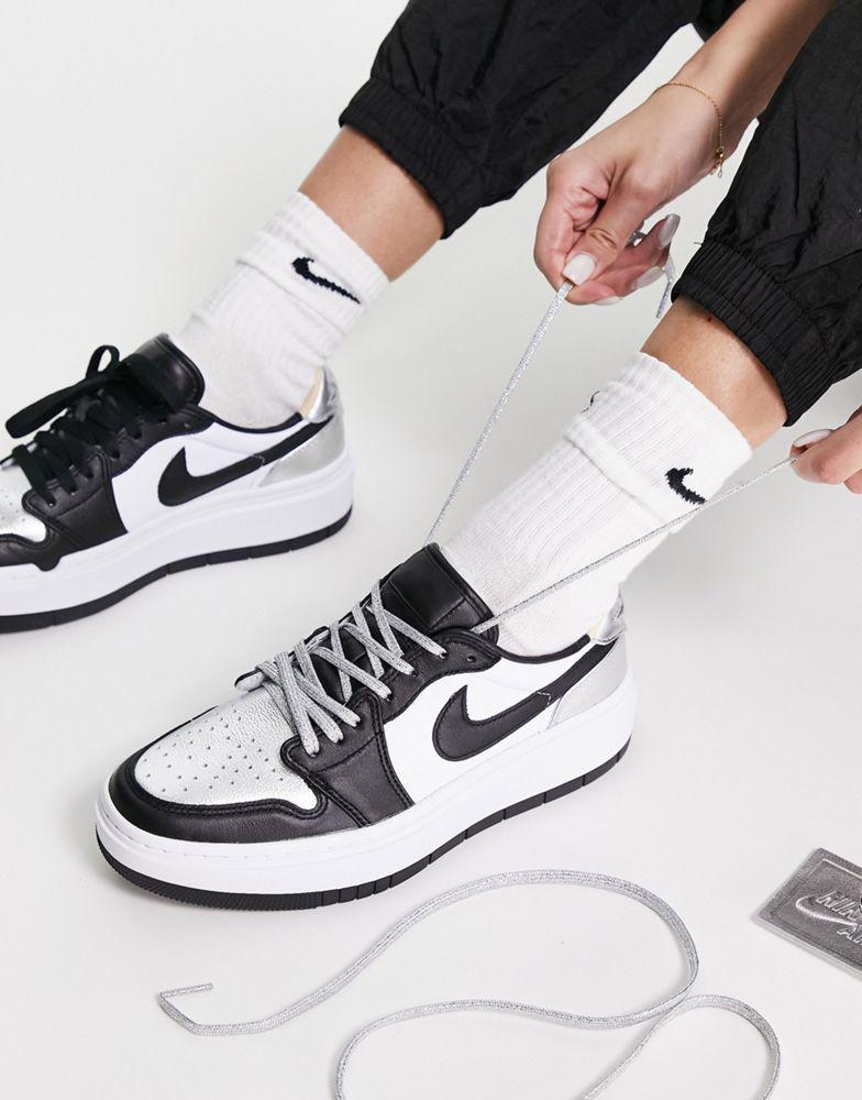 商品Jordan|Air Jordan 1 Elevate Low trainers in white and metallic black,价格¥1047,第1张图片