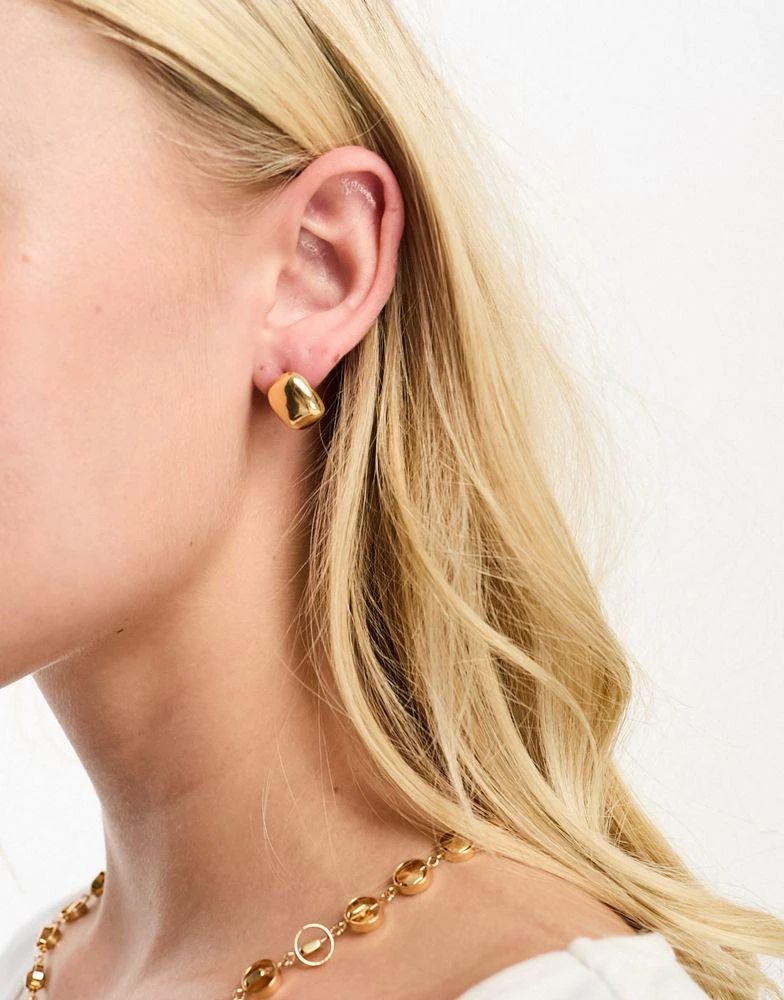 商品ASOS|ASOS DESIGN 14k gold plated stud earrings in domed square design,价格¥81,第2张图片详细描述