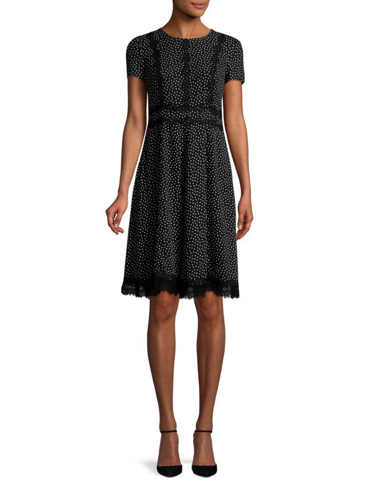 商品Karl Lagerfeld Paris|Dot Lace Fit-and-Flare Dress,价格¥599,第1张图片