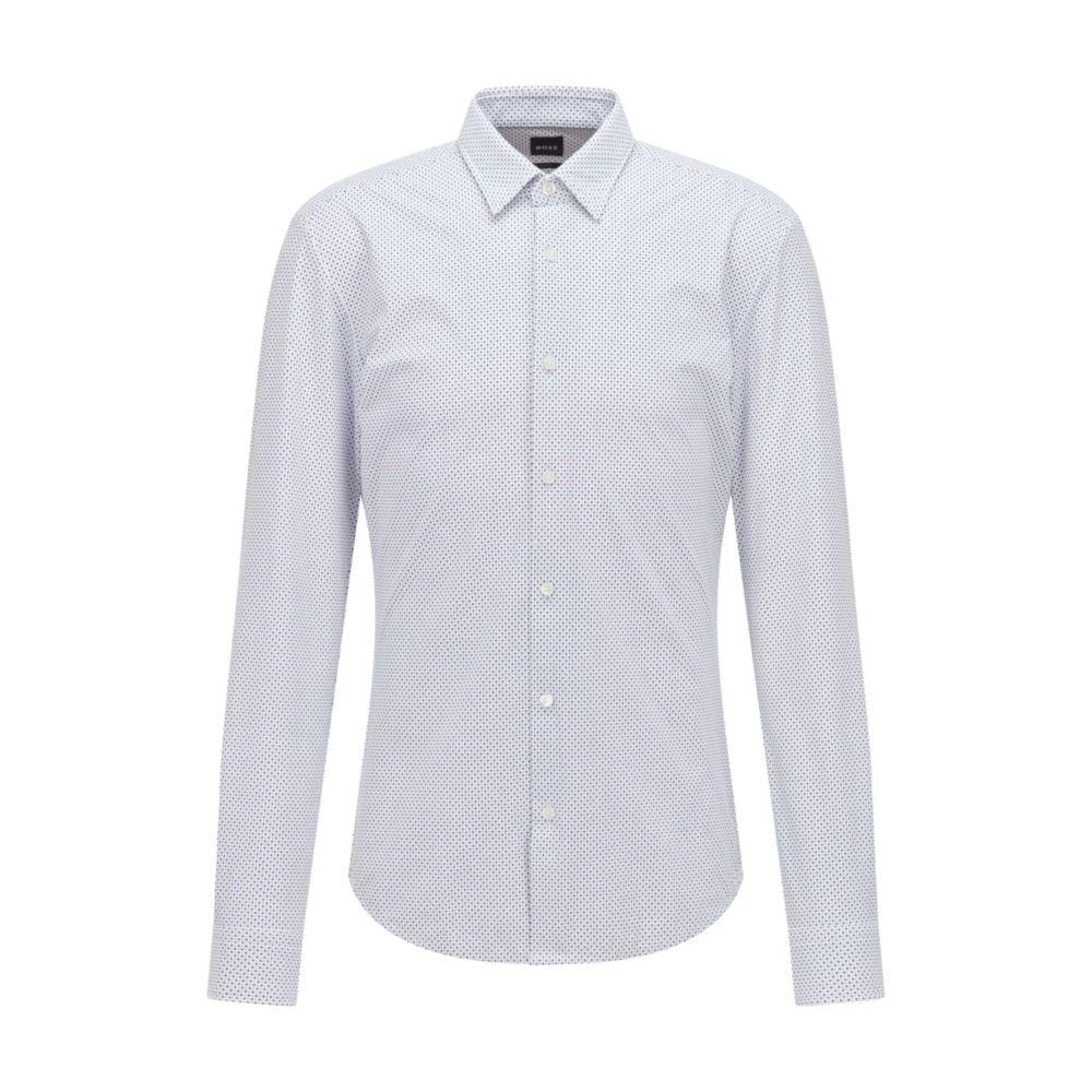 商品Hugo Boss|Slim-fit shirt in patterned performance-stretch jersey,价格¥604,第1张图片