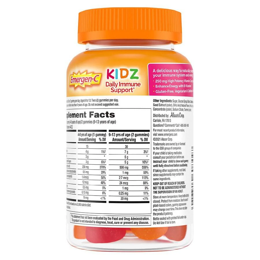 商品Emergen-C|Kids Daily Immune Support Supplement Gummies Fruit Fiesta,价格¥150,第2张图片详细描述