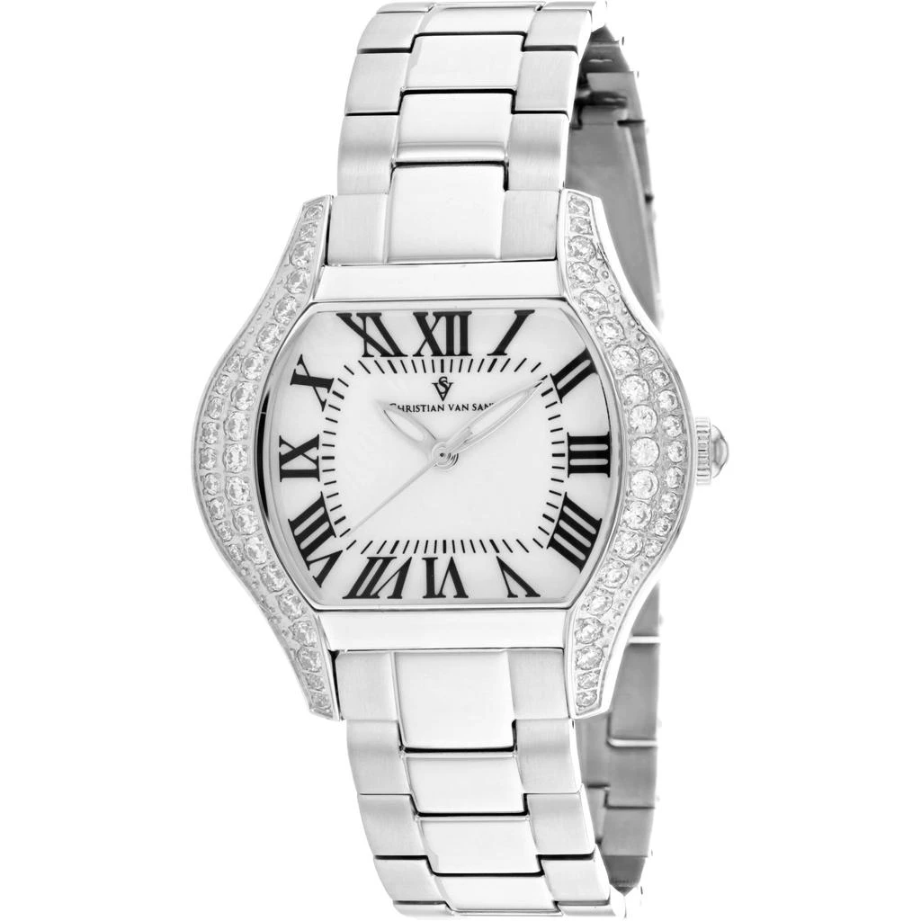 商品Christian Van Sant|Christian Van Sant Women's Watch - Bianca Quartz White Dial Silver Bracelet | CV1830,价格¥2061,第1张图片