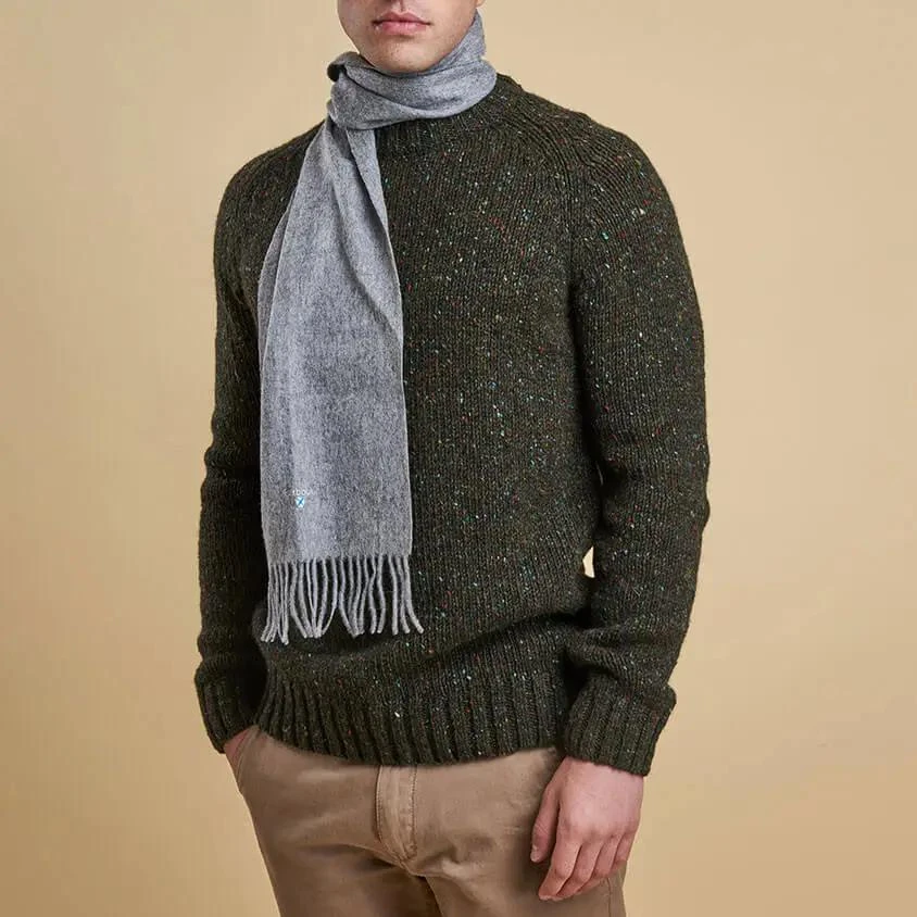 商品Barbour|Barbour Heritage Men's Plain Lambswool Scarf - Light Grey Marl,价格¥231,第3张图片详细描述