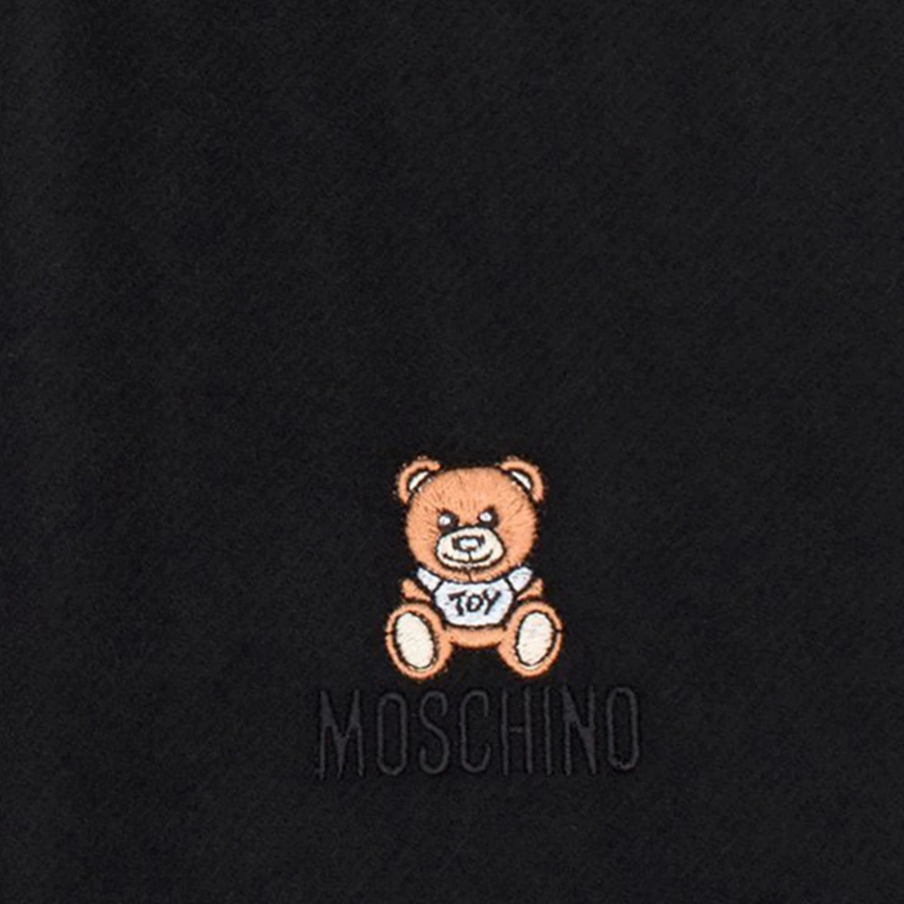 Moschino 男女同款黑色羊毛流苏时尚百搭小熊图案刺绣围巾 50091-M516-6016 商品