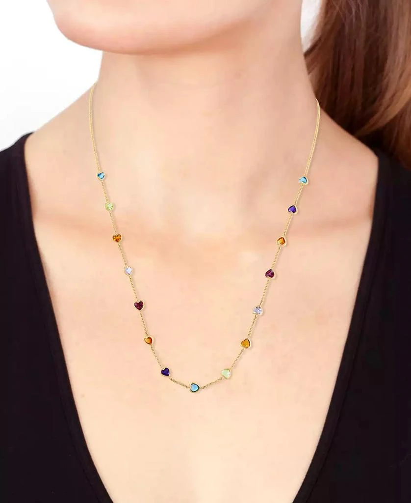 商品Effy|EFFY® Multi-Gemstone (4-1/2 ct. t.w.) Heart 18" Station Necklace in 14k Yellow Gold,价格¥8420,第2张图片详细描述