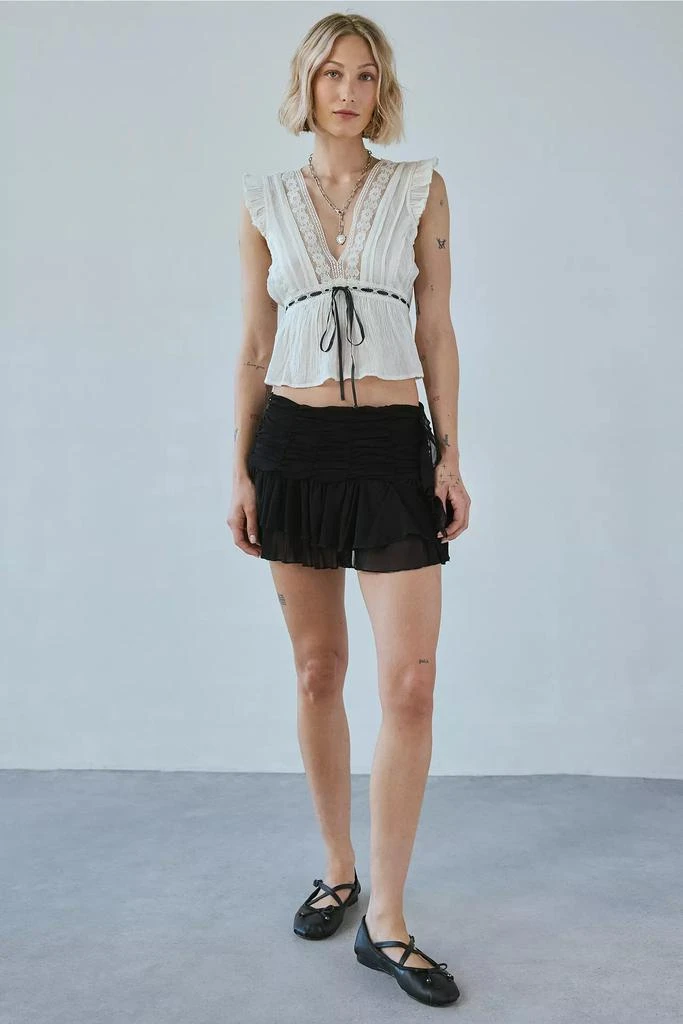 商品Kimchi Blue|Kimchi Blue Ava Flutter Sleeve Tie-Front Babydoll Top,价格¥225,第3张图片详细描述