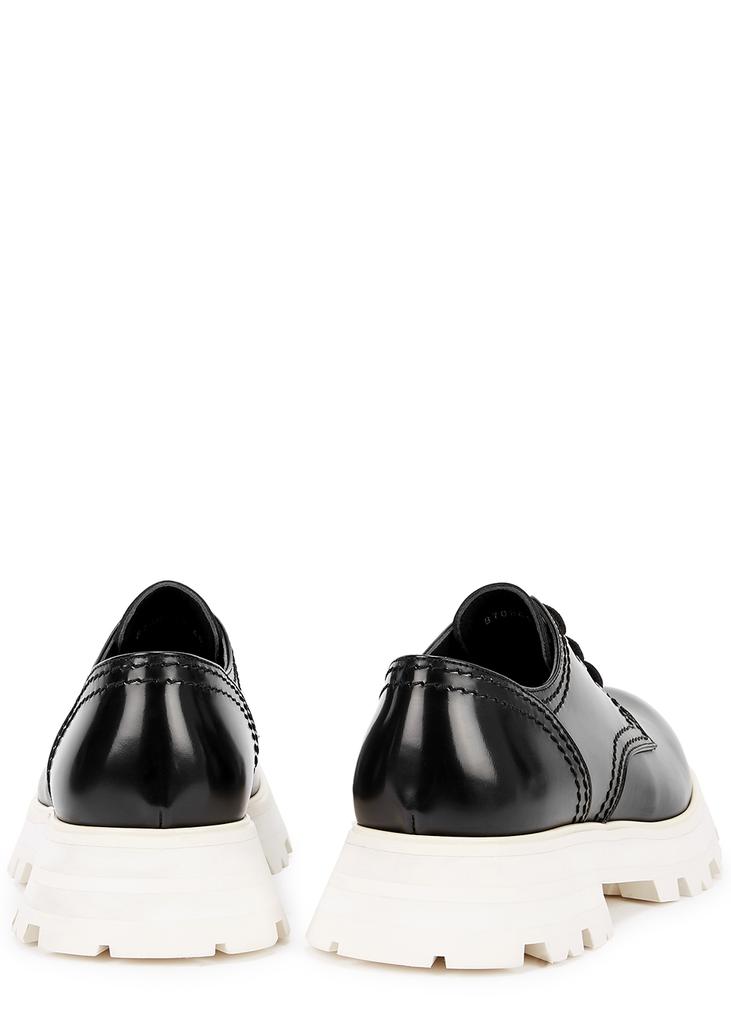 Black leather platform Derby shoes商品第3张图片规格展示