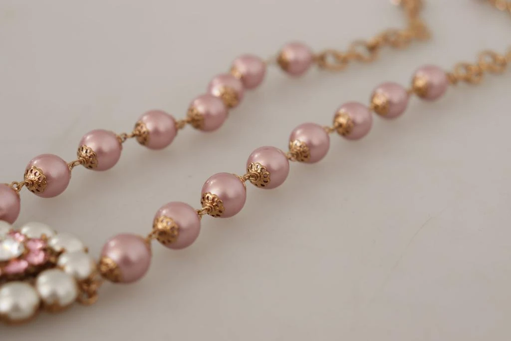 Dolce & Gabbana Gold Brass Crystal Pink Faux Pearl Pendants Necklace 商品