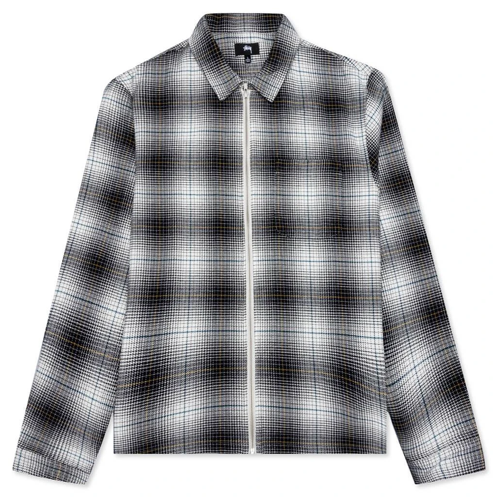 商品STUSSY|Stussy Paul Shadow Plaid Zip Shirt - Black,价格¥1141,第1张图片