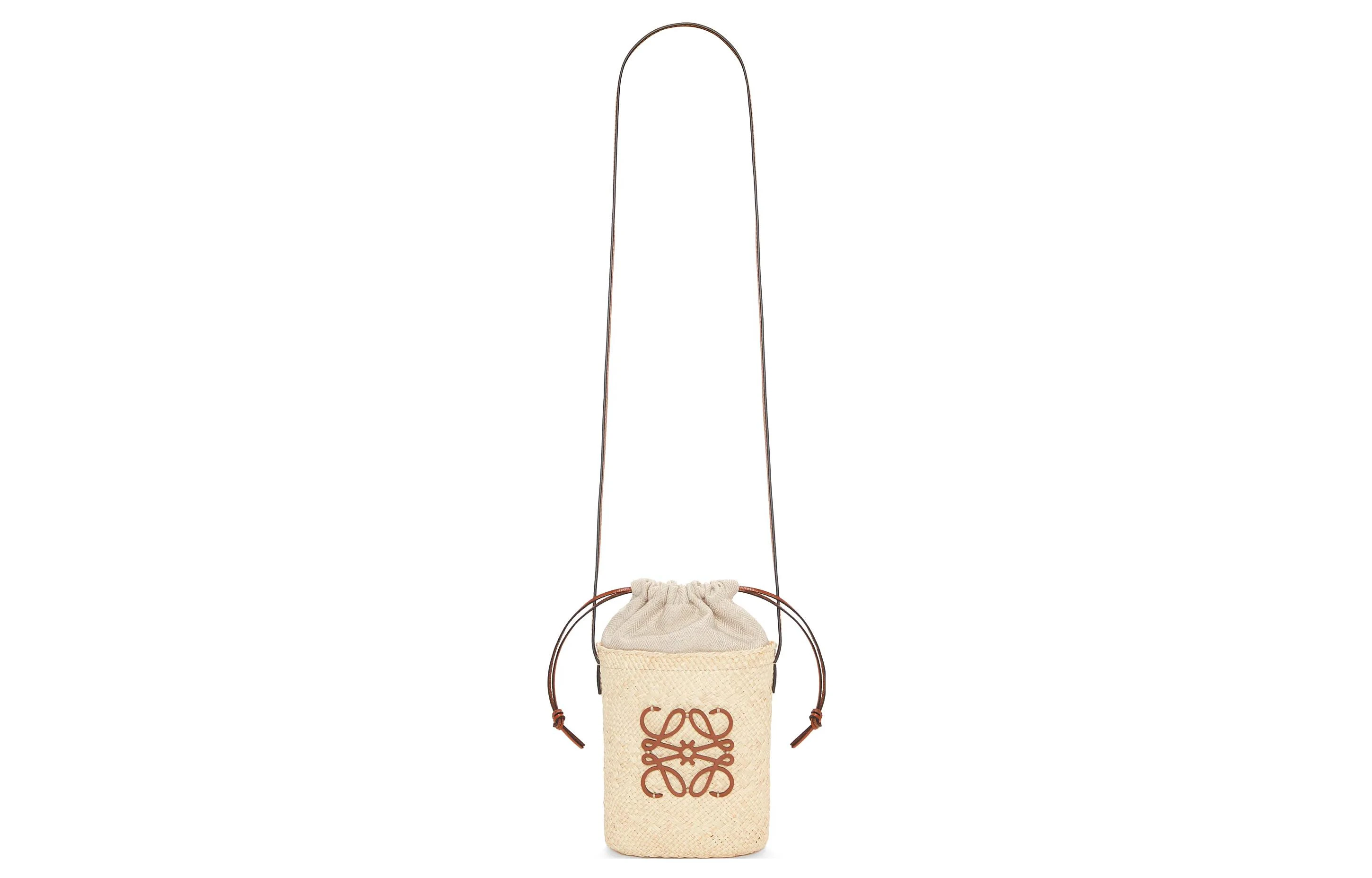 商品[国内直发] Loewe|罗意威 品牌Logo抽绳开合 伊拉卡 棕榈叶牛皮 单肩包斜挎包 常规 女款 自然色/棕褐色,价格¥4935,第3张图片详细描述