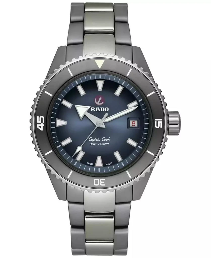 商品Rado|Men's Swiss Automatic Captain Cook Diver Silver Ceramic Bracelet Watch 43mm,价格¥16603,第1张图片