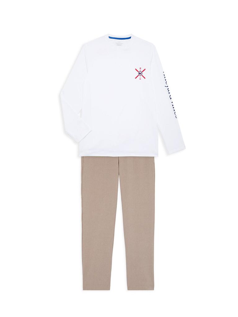 Little Boy's & Boy's Ski Flag Long-Sleeve Harbor Performance T-Shirt商品第2张图片规格展示