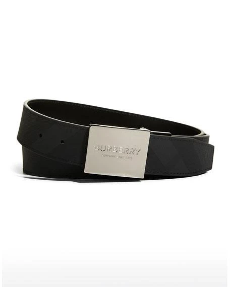 商品Burberry|Men's Reversible London Check Plaque Belt,价格¥1441,第2张图片详细描述