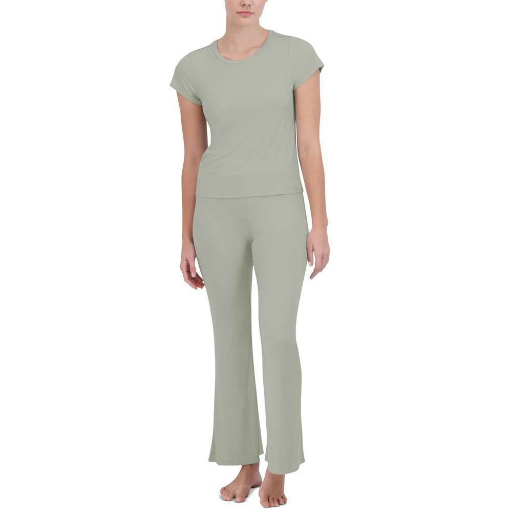 商品Steve Madden|Women's Ribbed Flare-Leg Sleep Pants,价格¥76,第3张图片详细描述