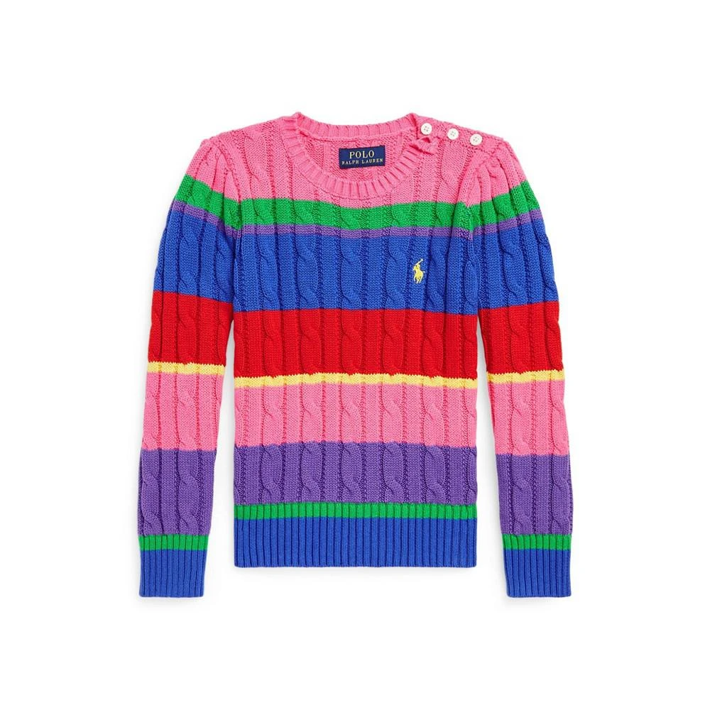 商品Ralph Lauren|Big Girls Long Sleeves Striped Cable-Knit Cotton Sweater,价格¥219,第3张图片详细描述