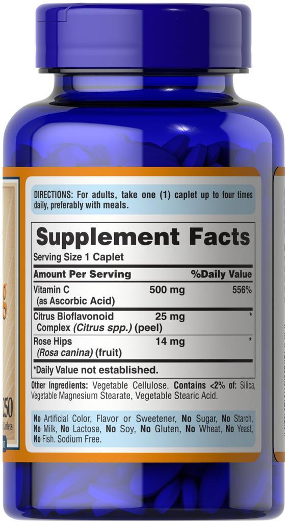 商品Puritan's Pride|Vitamin C-500 mg with Bioflavonoids & Rose Hips 250 Caplets,价格¥212-¥423,第7张图片详细描述