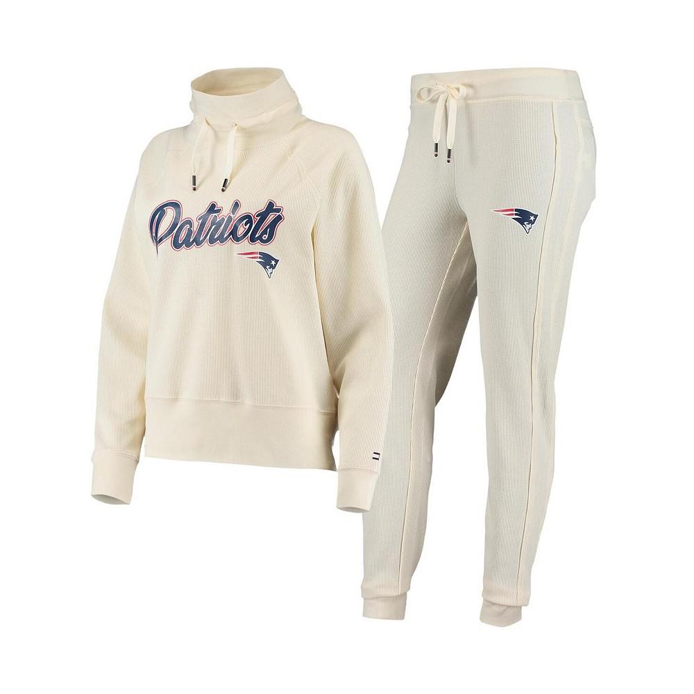 Women's Cream New England Patriots Zoey Raglan Pullover Sweatshirt and Pants Tri-Blend Lounge Set商品第1张图片规格展示