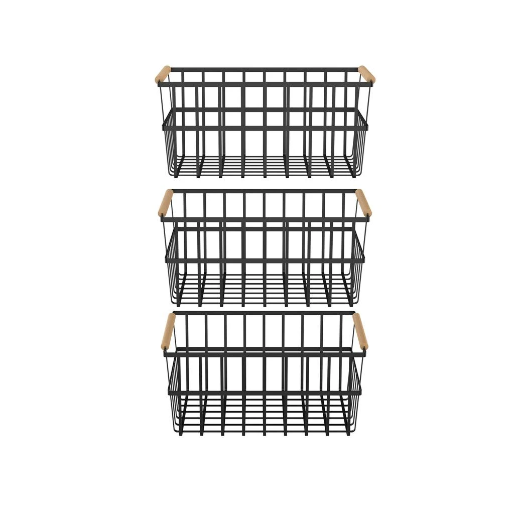 商品Oceanstar|Metal Wire Organizer Bin Basket with Handles, Set of 3, Black,价格¥535,第2张图片详细描述