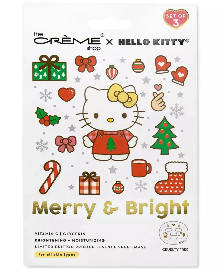 商品The Creme Shop|x Hello Kitty Merry & Bright Printed Essence Sheet Mask, Set of 3,价格¥75,第1张图片